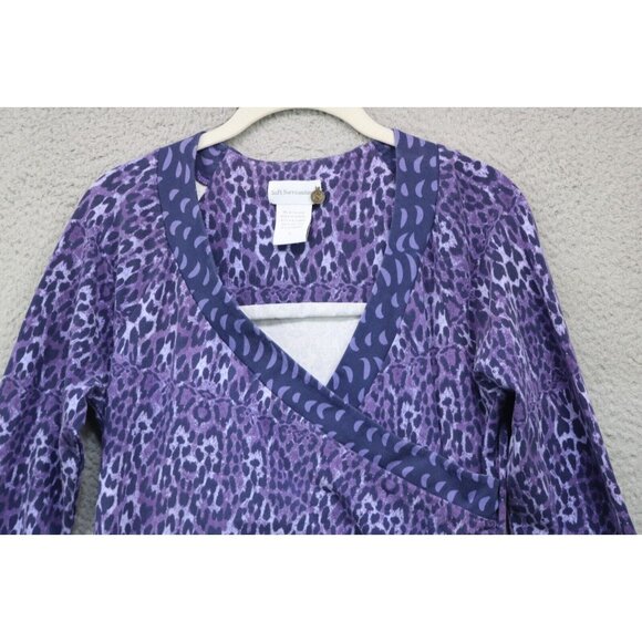 Soft Surroundings Animal Print V Neck Ruched Midi Dress-Size Small-Stretchy - Picture 2 of 8